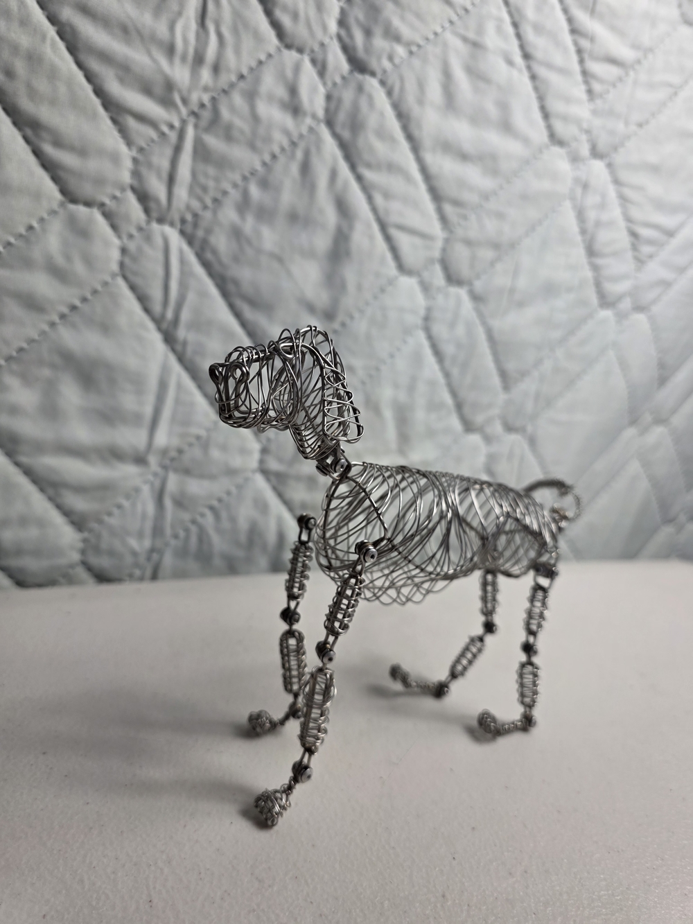 Handcrafted Silver Wire Dog Figurine - Decorative Pet Sculpture